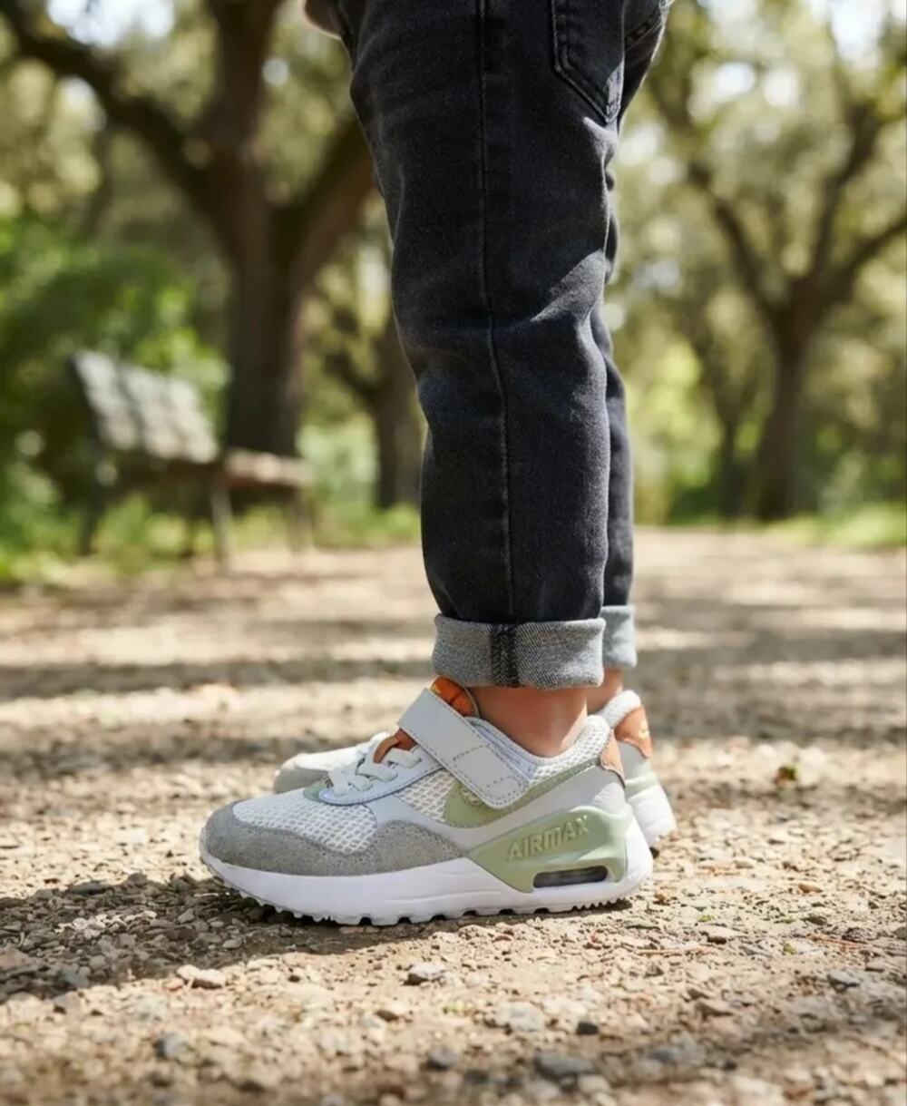 Nike Air Max SYSTM Kids Size 13C White Grey Green Sneakers EU 31